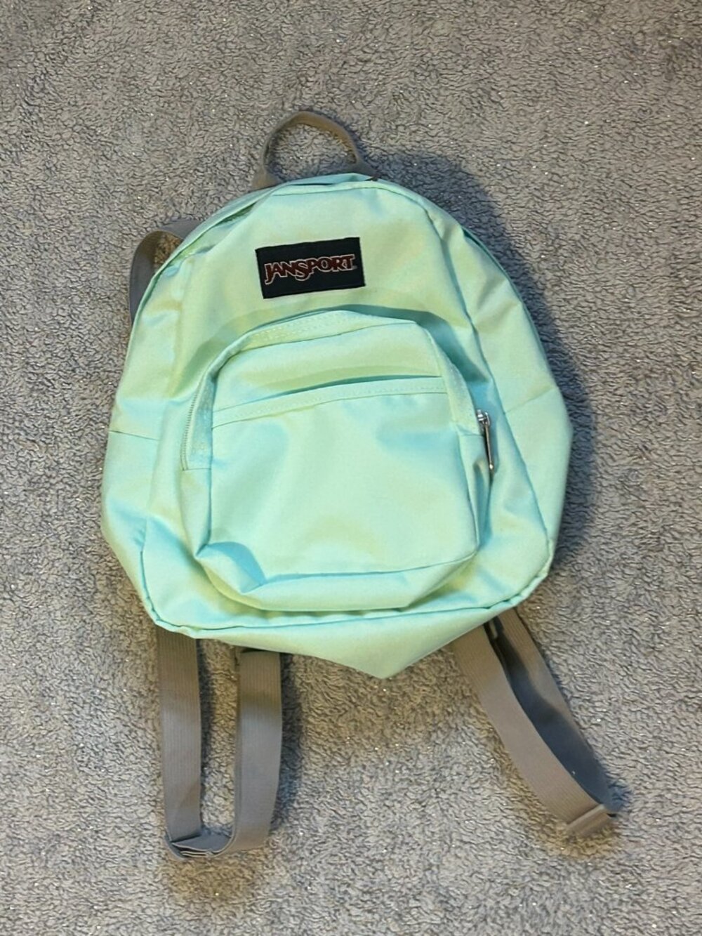 JanSport Half Pint Mini Backpack, 10.2 L | Faded Sage + Grey | Like New!